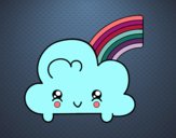 Nube con arco iris kawaii