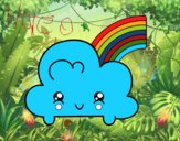 Nube con arco iris kawaii