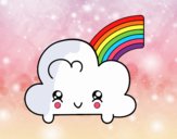 Nube con arco iris kawaii