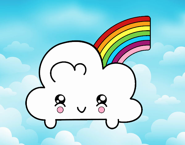 Nube con arco iris kawaii