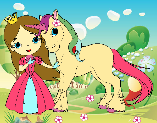 PRINCESA CON SU UNICORNIO