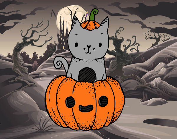 Un gatito de Halloween