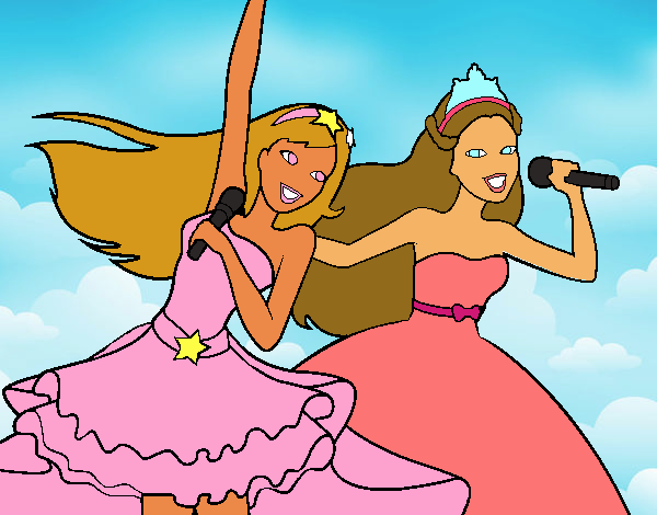 Barbie y la princesa cantando