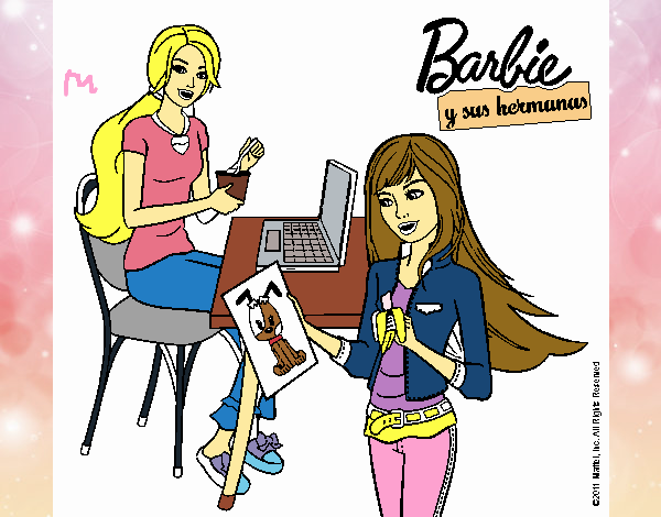 Barbie y su hermana merendando