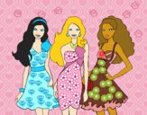 Barbie y sus amigas vestidas de fiesta