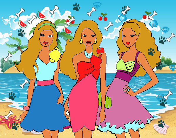 Barbie y sus amigas vestidas de fiesta