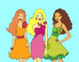 Barbie y sus amigas vestidas de fiesta