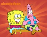 Bob Esponja y Patricio en bañador