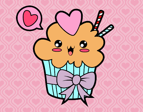 Cupcake kawaii con lazo