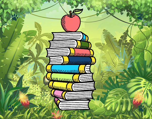 Libros y manzana