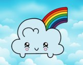 Nube con arco iris kawaii