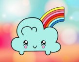 Nube con arco iris kawaii