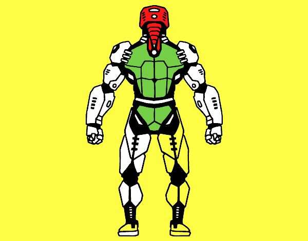 Robot luchador de espaldas