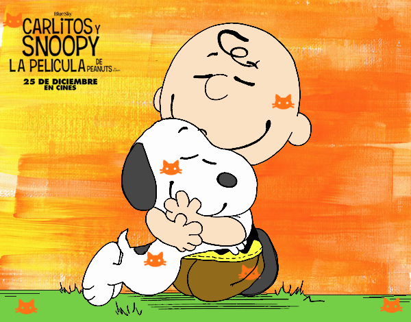 Snoopy y Carlitos abrazados