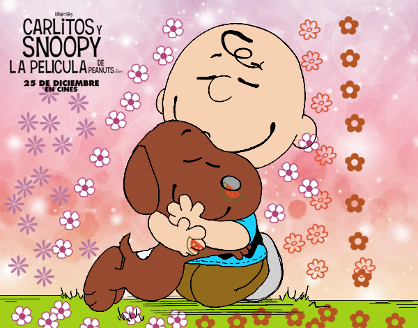 Snoopy y Carlitos abrazados