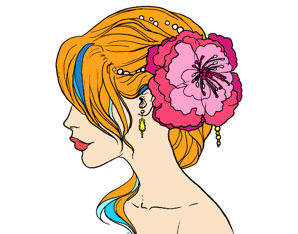 peinado con tocado de flor