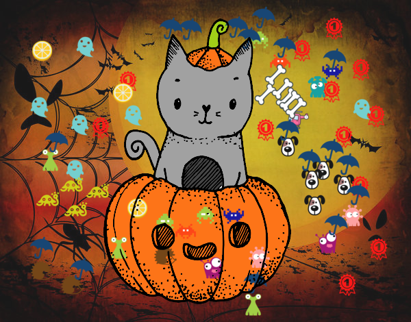 Un gatito de Halloween