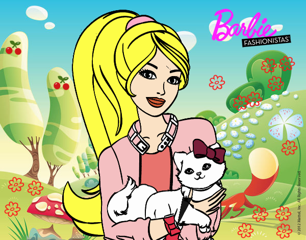 Barbie con su linda gatita