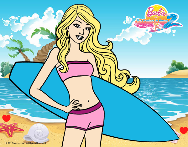 Barbie con tabla de surf