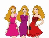 Barbie y sus amigas vestidas de fiesta