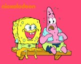 Bob Esponja y Patricio en bañador