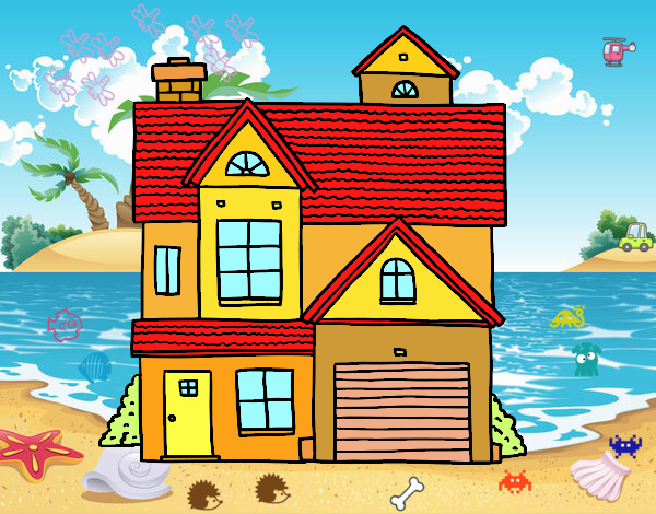  Dibujo de casa en la playa super grande. pintado por en Dibujos.net el día