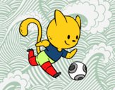 Gato jugando a fútbol