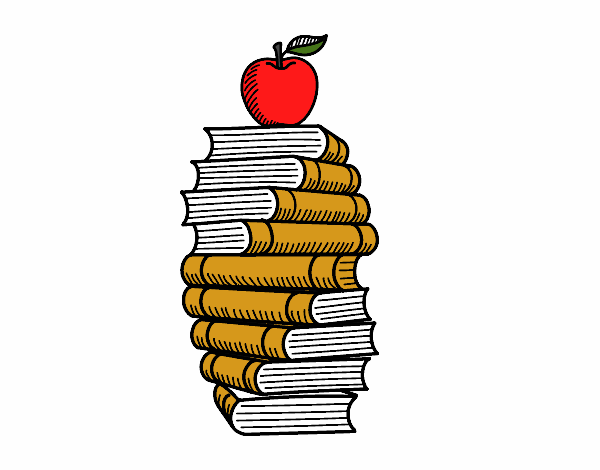 Libros y manzana