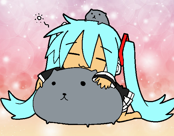 miku con gatitos