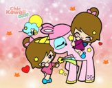 Niñas y Unicornio Kawaii