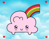 Nube con arco iris kawaii