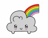 Nube con arco iris kawaii