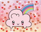 Nube con arco iris kawaii