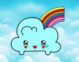 Nube con arco iris kawaii