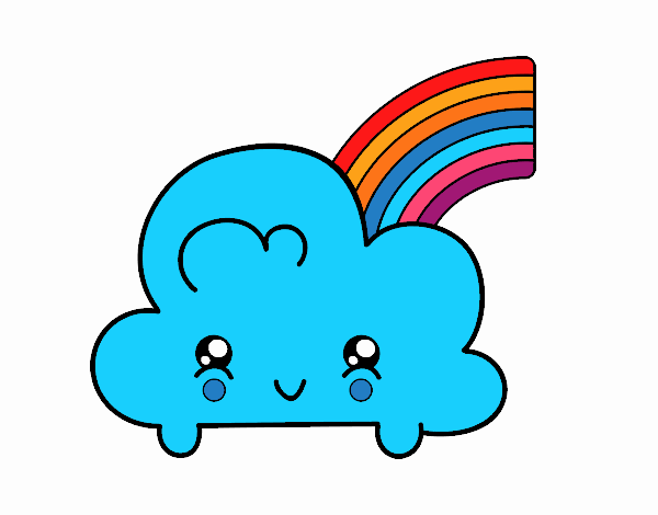 Nube con arco iris kawaii