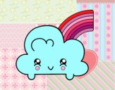 Nube con arco iris kawaii