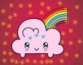 Nube con arco iris kawaii