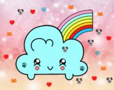 Nube con arco iris kawaii