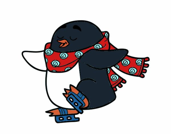 Pingüino patinando sobre hielo