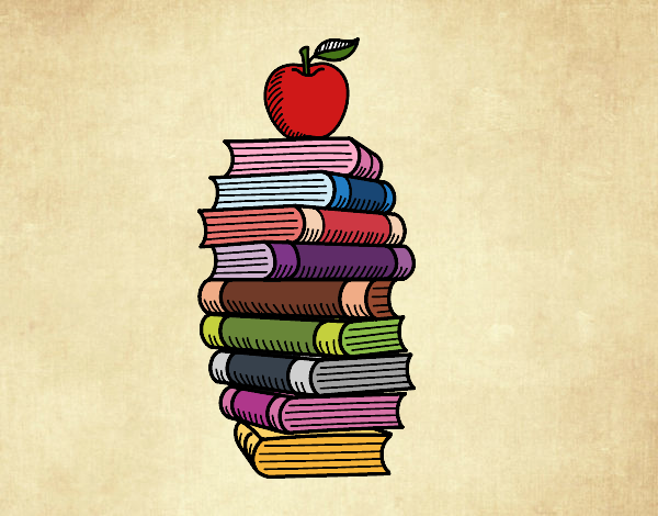 Libros y manzana