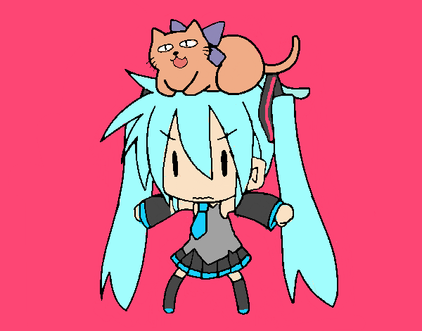 Miku con gato