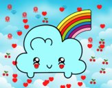 Nube con arco iris kawaii