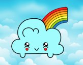 Nube con arco iris kawaii