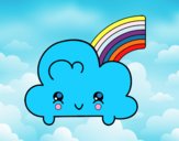 Nube con arco iris kawaii