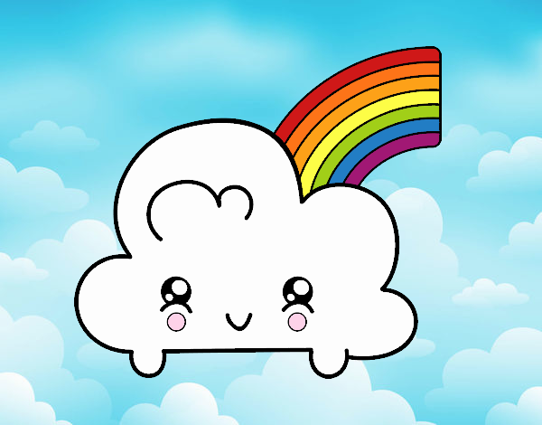 Nube con arco iris kawaii