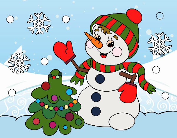Dibujo de Postal de Navidad muñeco de nieve pintado por en  el  día 24-06-21 a las 01:41:36. Imprime, pinta o colorea tus propios dibujos!