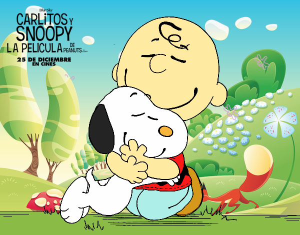 Snoopy y Carlitos abrazados