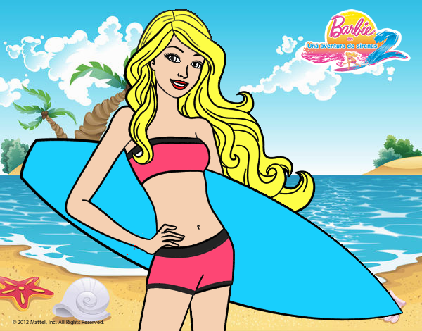 Barbie con tabla de surf