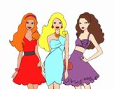 Barbie y sus amigas vestidas de fiesta