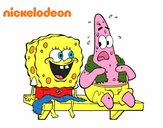 Bob Esponja y Patricio en bañador